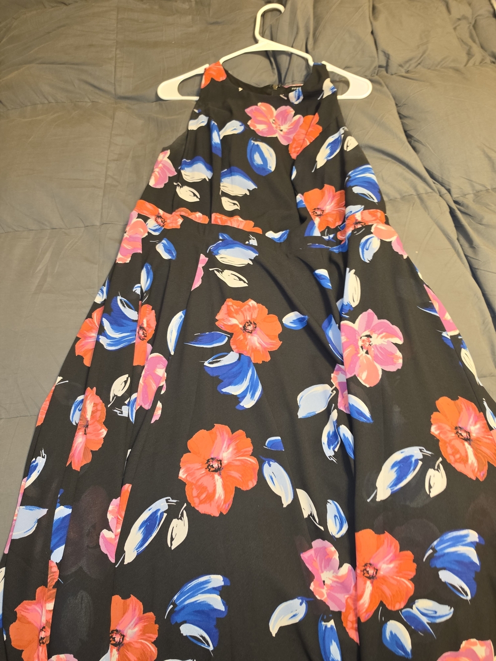 Torrid Black Floral Maxi Dress with Pink and Blue Blooms